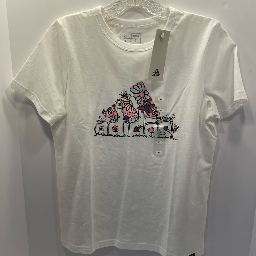 adidas Big Girls Crew Neck Short Sleeve Graphic T-Shirt - Picture 2 of 5